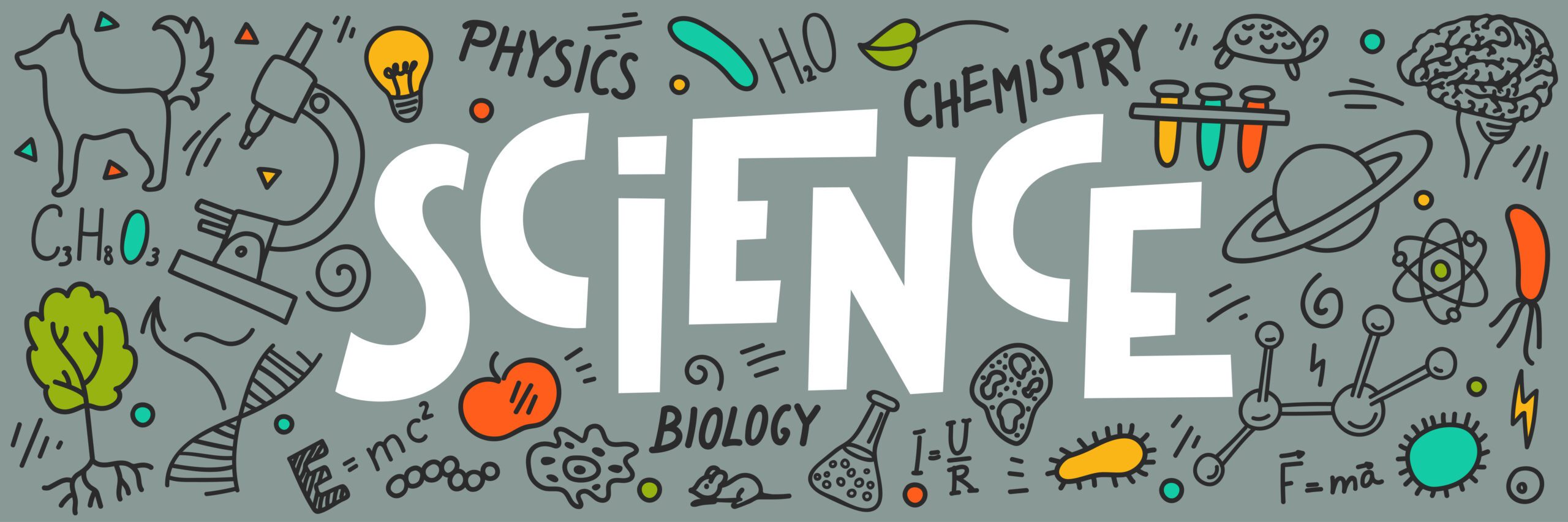 Science doodles with lettering